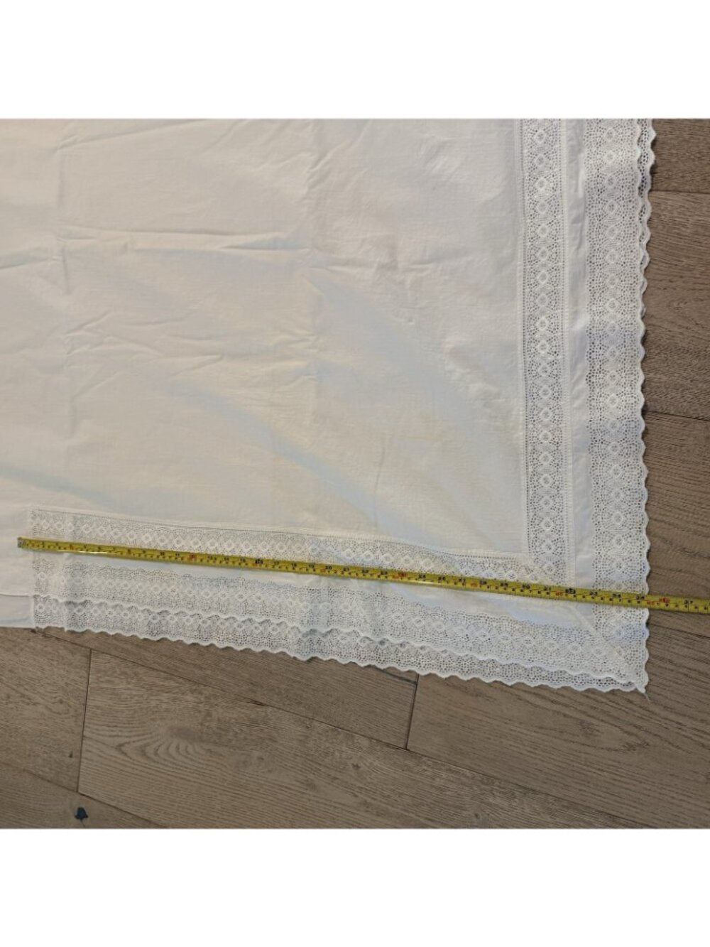 Vintage White 1 King Bedsheet And 2 King Shams Pillowcases Crochet Lace Borders - Picture 15 of 16